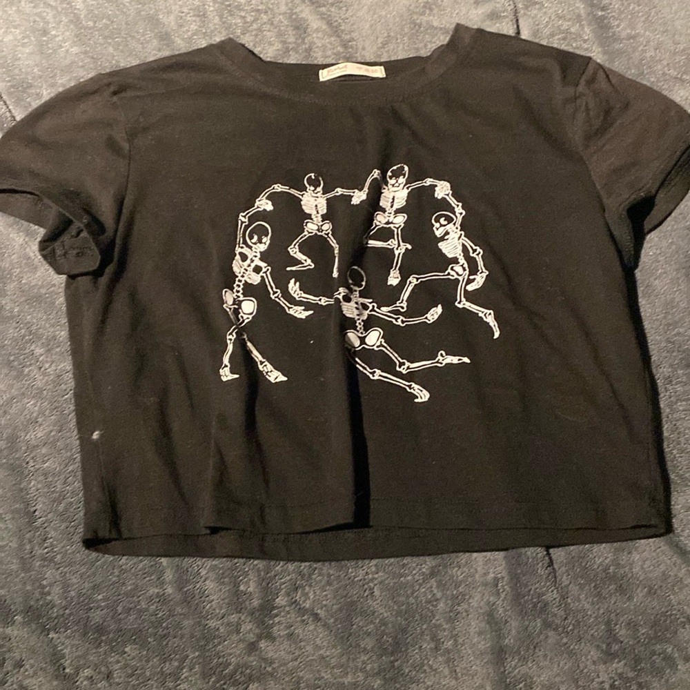 Funny black cropped t